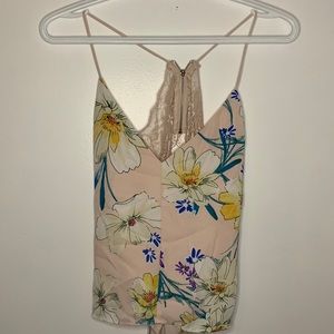 Floral top with zip up lace back